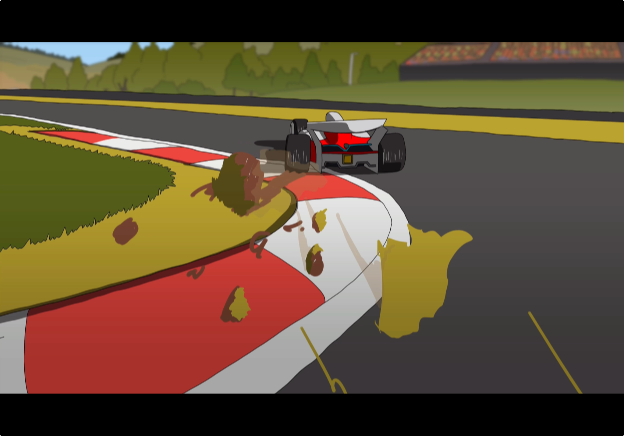 Racing animation still from my reel